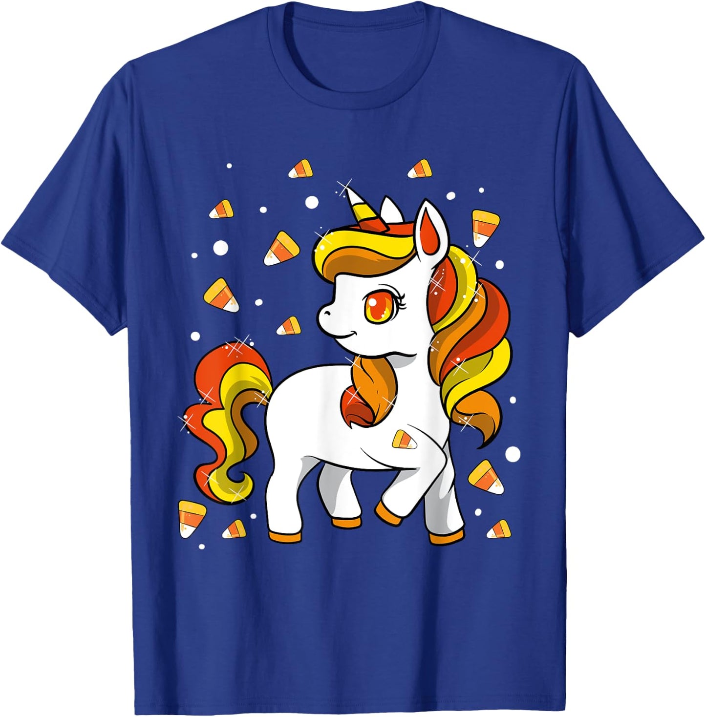 Kids Unicorn Candy Corn Shirt Girls Halloween T-Shirt - T-Shirt | Royal