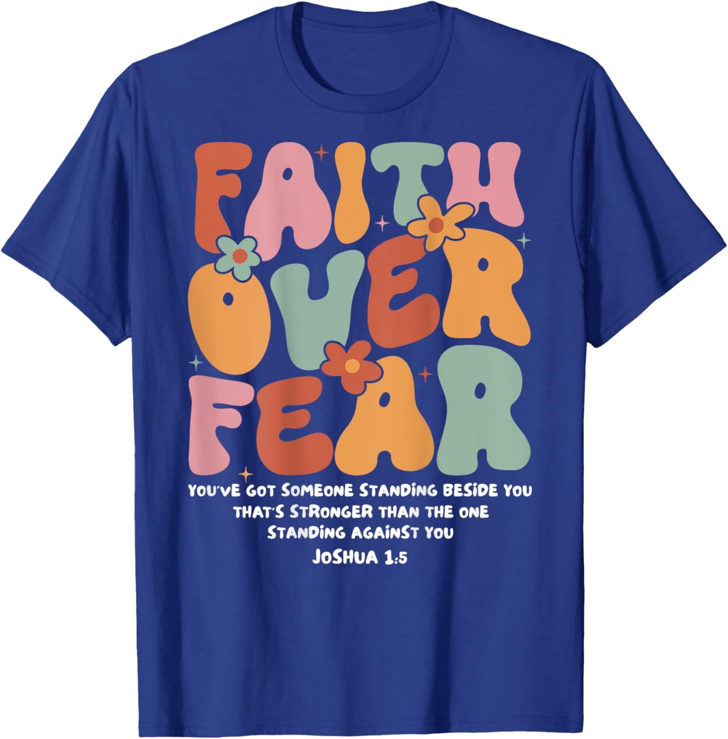 Faith Over Fear Christian Groovy Retro Men Women Kids T-Shirt - T-Shirt | Royal