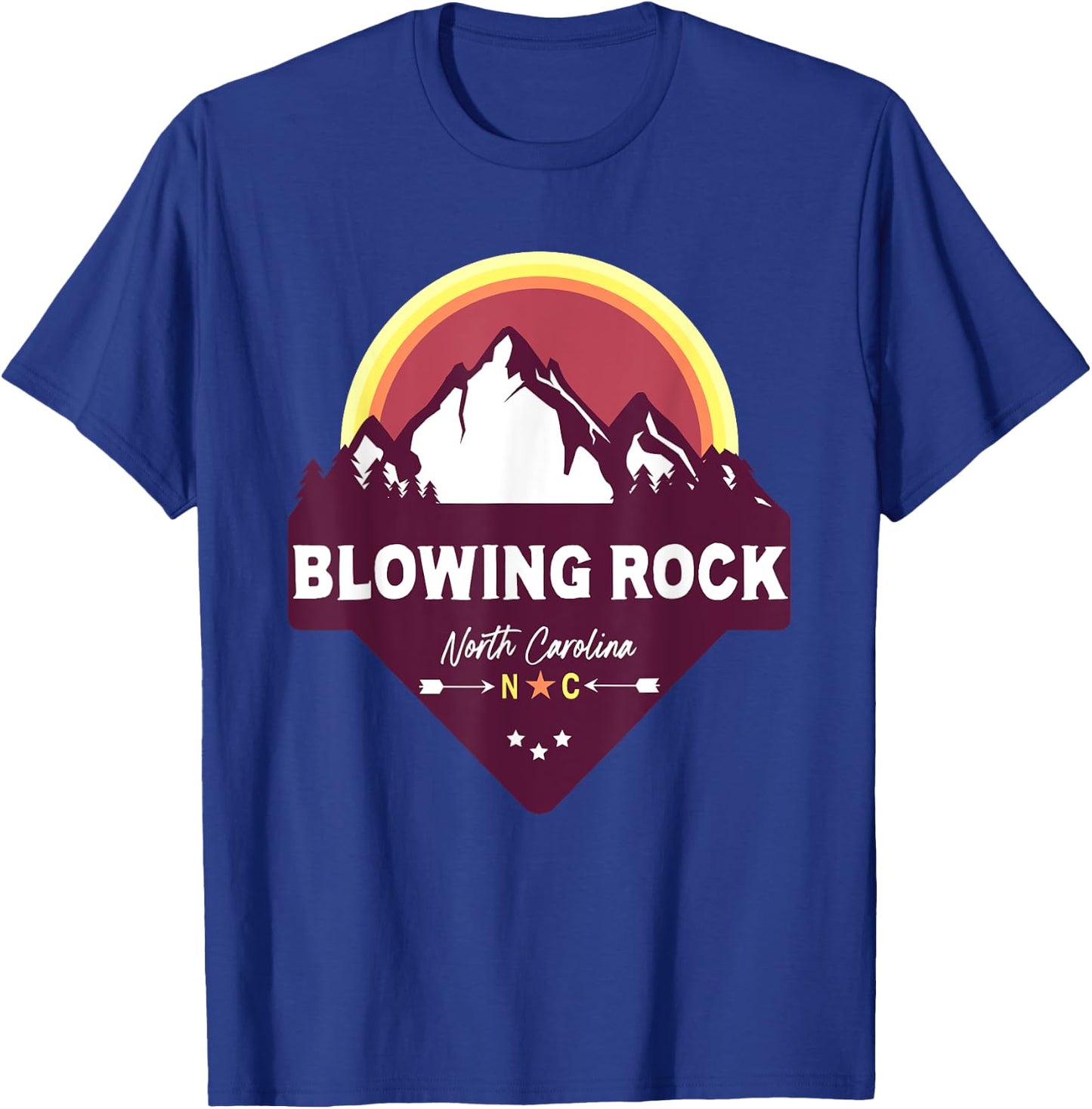 Retro Blowing Rock North Carolina NC Blue Ridge Mountains T-Shirt - T-Shirt | Royal