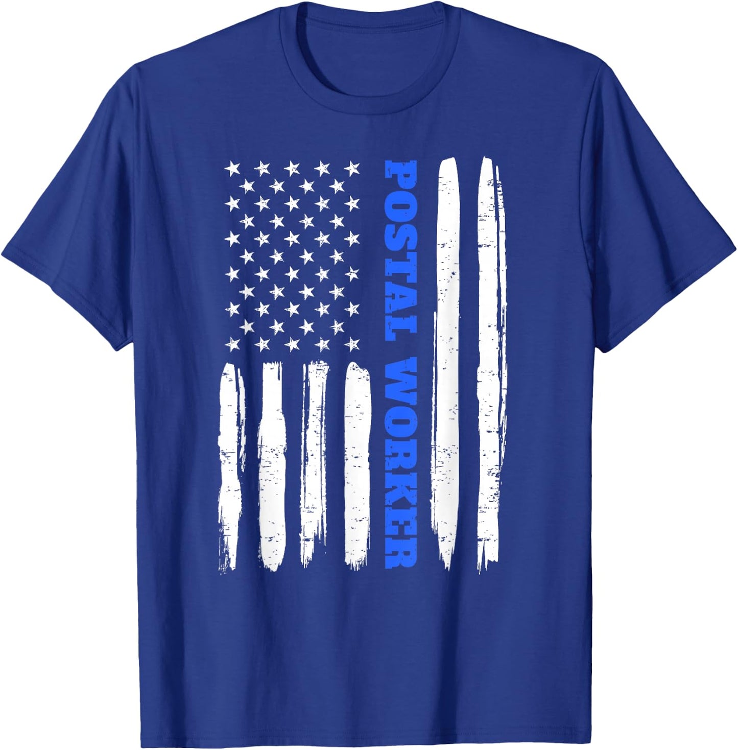 Patriotic Postal Worker American Flag Stars Stripes Postman T-Shirt - T-Shirt | Royal