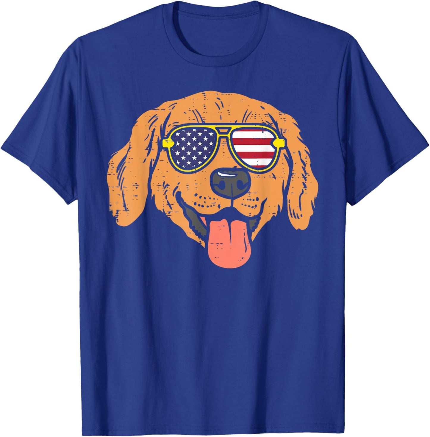 Golden Retriever American USA Flag 4th Of July Fourth Dog Women Kids Men T-Shirt - T-Shirt | Royal
