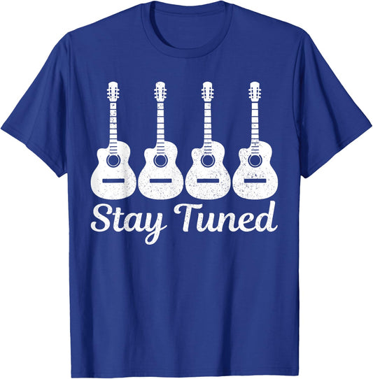 Guitar Stay Tuned Vintage Musician Funny Guitarist Gift T-Shirt - T-Shirt | Royal