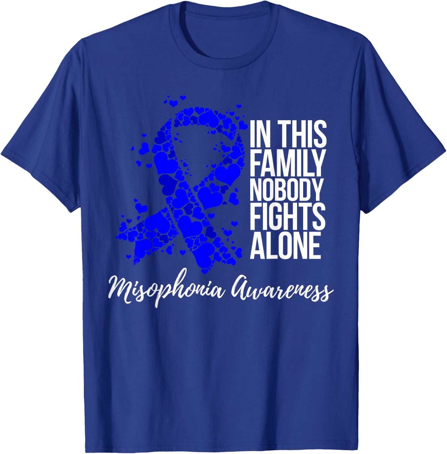 Family Support Blue Ribbon Misophonia Awareness T-Shirt - T-Shirt | Royal