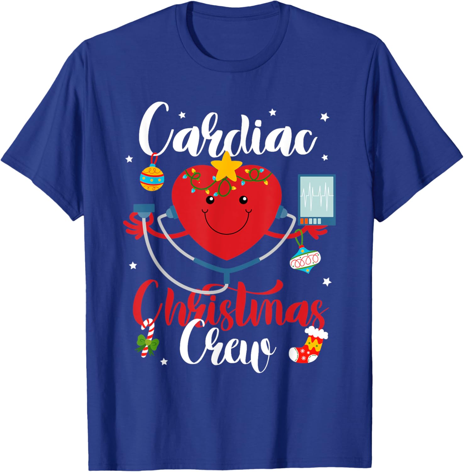Cardiac Christmas Crew Cardiac Nurse T-Shirt - T-Shirt | Royal