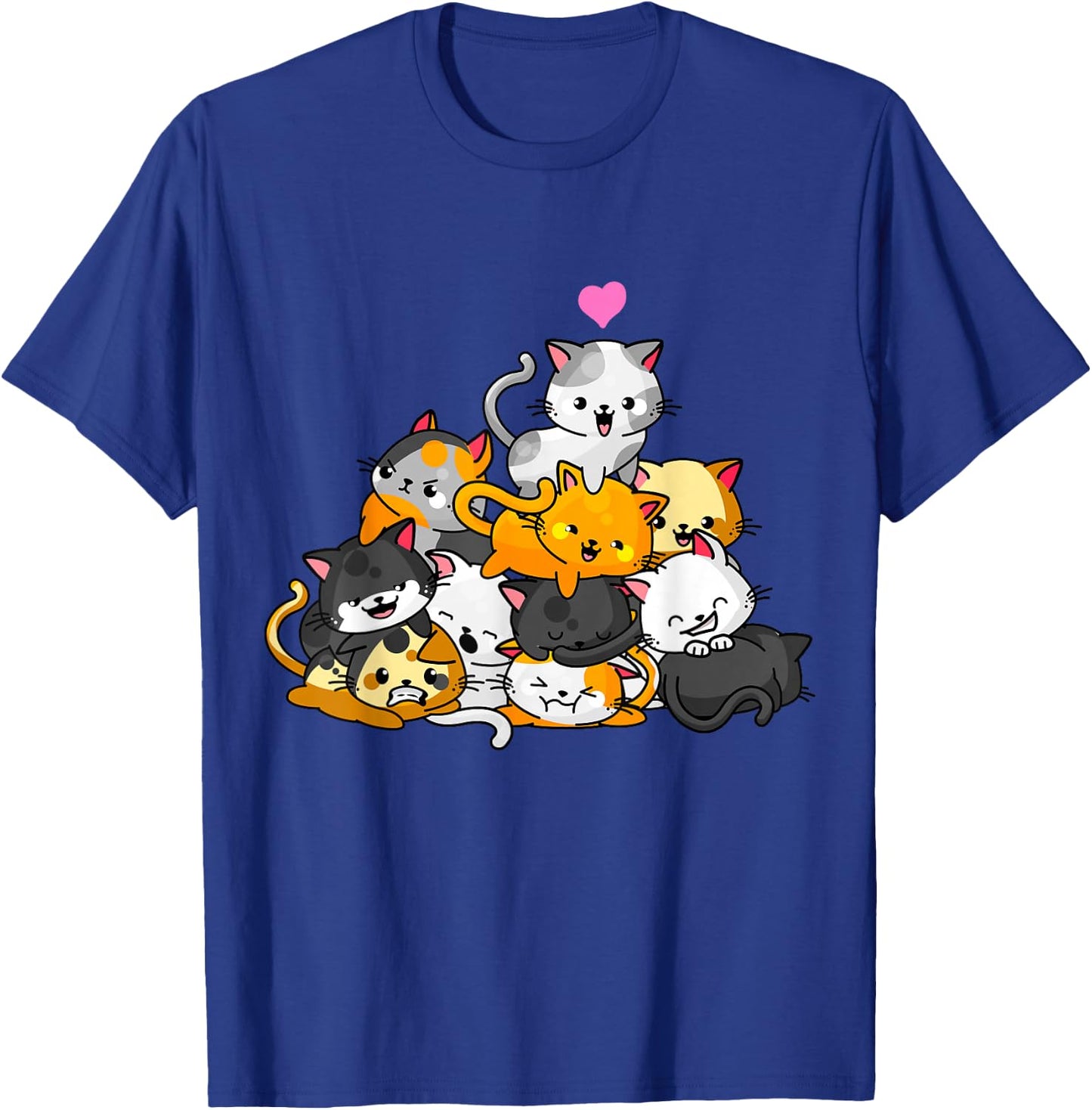 Cat Cute Kitty Pile Cats Anime Kawaii Neko Gift Women Girls Small T-Shirt - T-Shirt | Royal