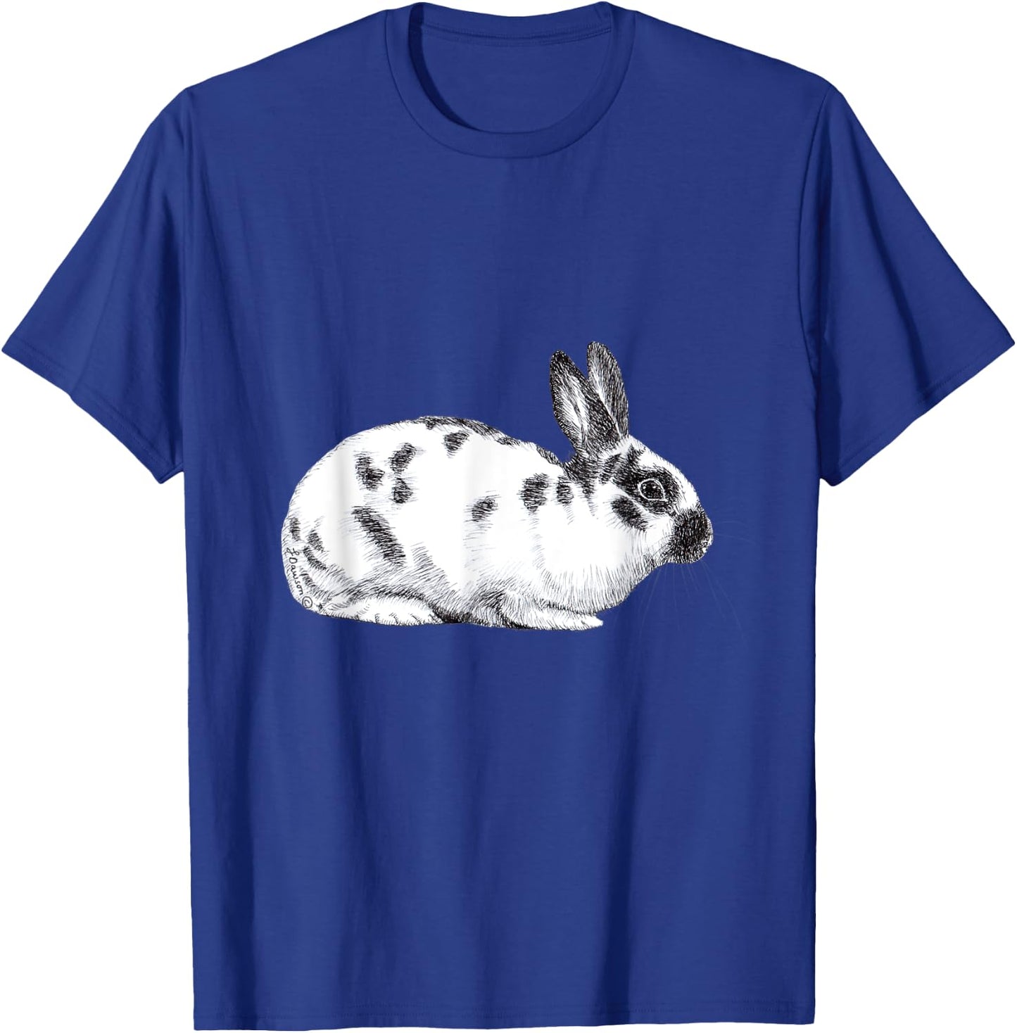 Cute English Spotted Bunny Rabbit Drawing T-Shirt - T-Shirt | Royal