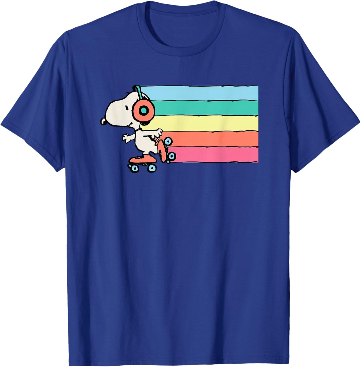 Peanuts Snoopy Roller Skating Rainbow T-Shirt - T-Shirt | Royal