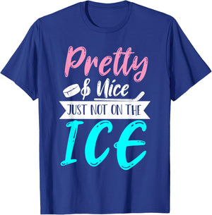 Women Girls Hockey Goalie Hockey Player Funny Ice Hockey T-Shirt - T-Shirt | Royal