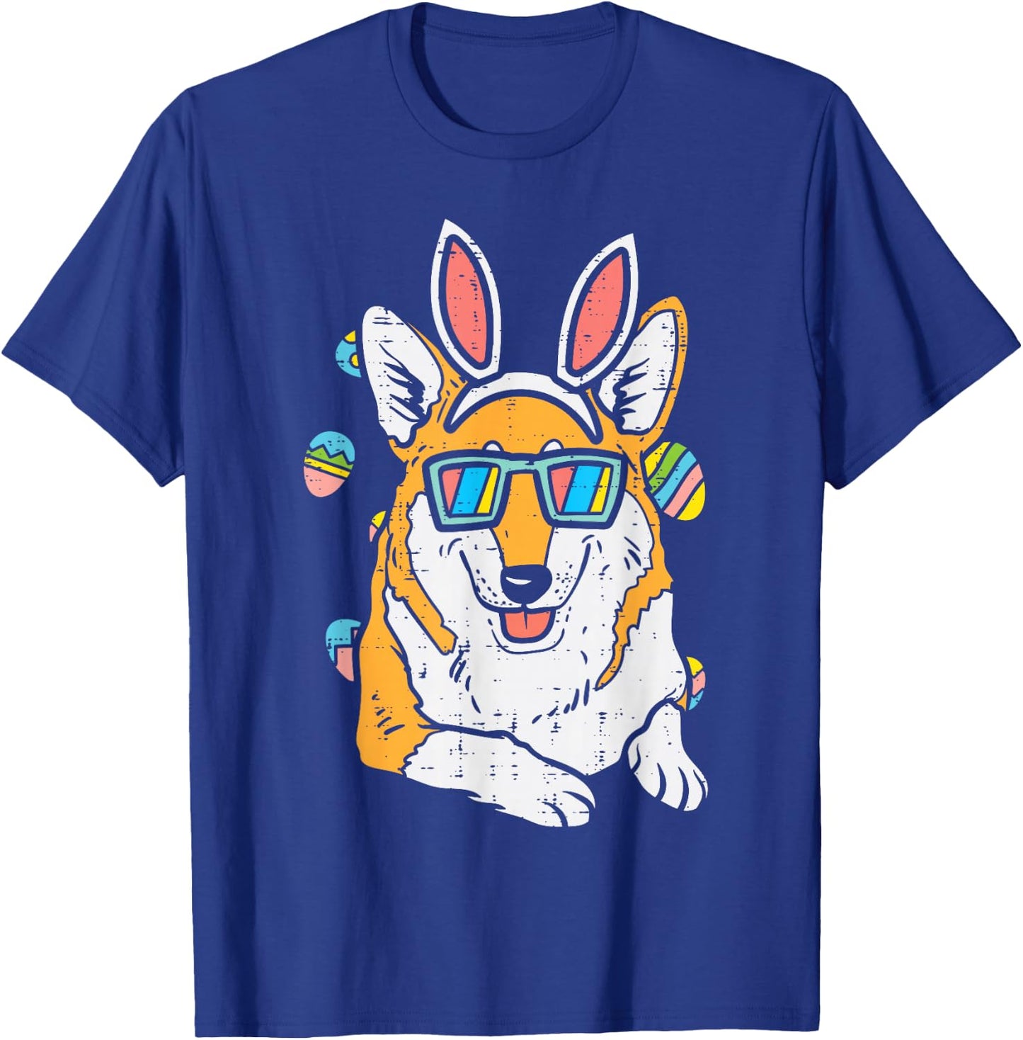 Welsh Corgi Bunny Ears Glasses Eggs Easter Dog Owner Lover T-Shirt - T-Shirt | Royal