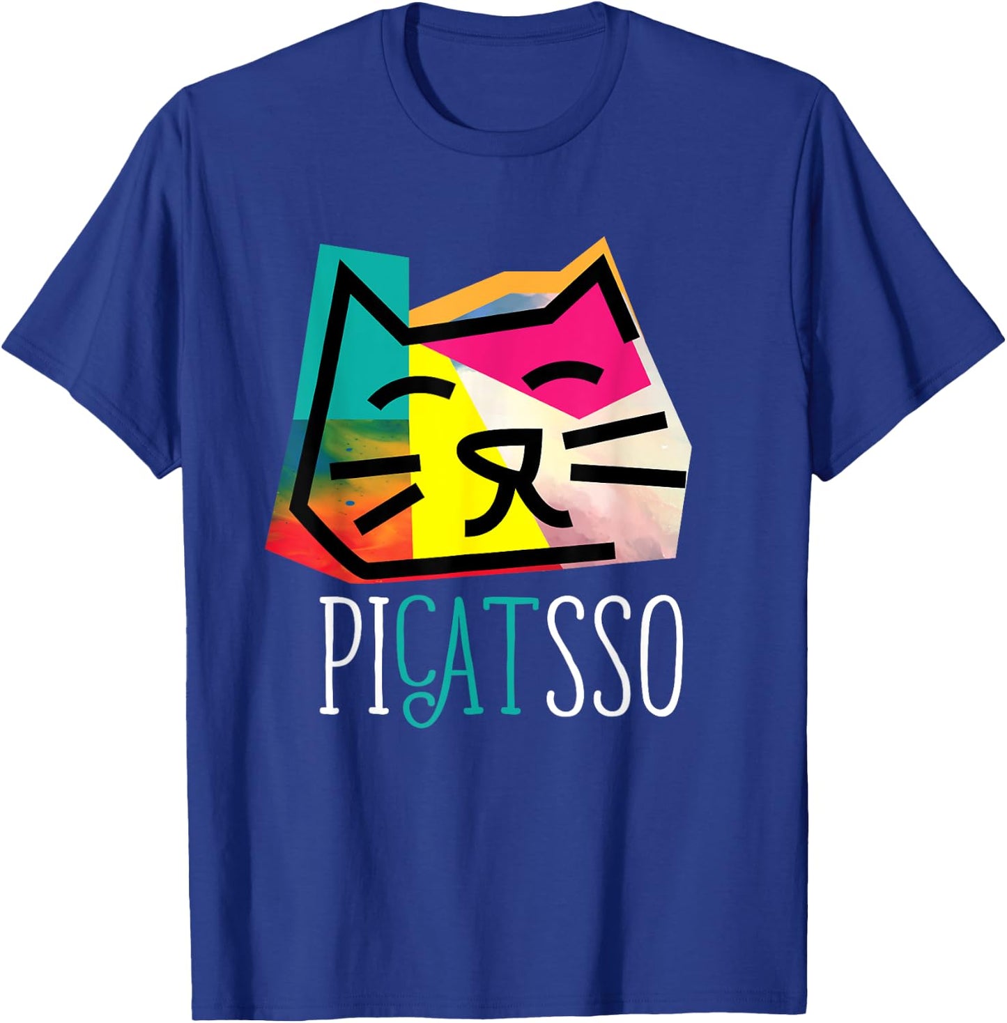 Artist I Art Teacher I Picatsso I Funny Abstract Cat Women Girls Kids T-Shirt - T-Shirt | Royal