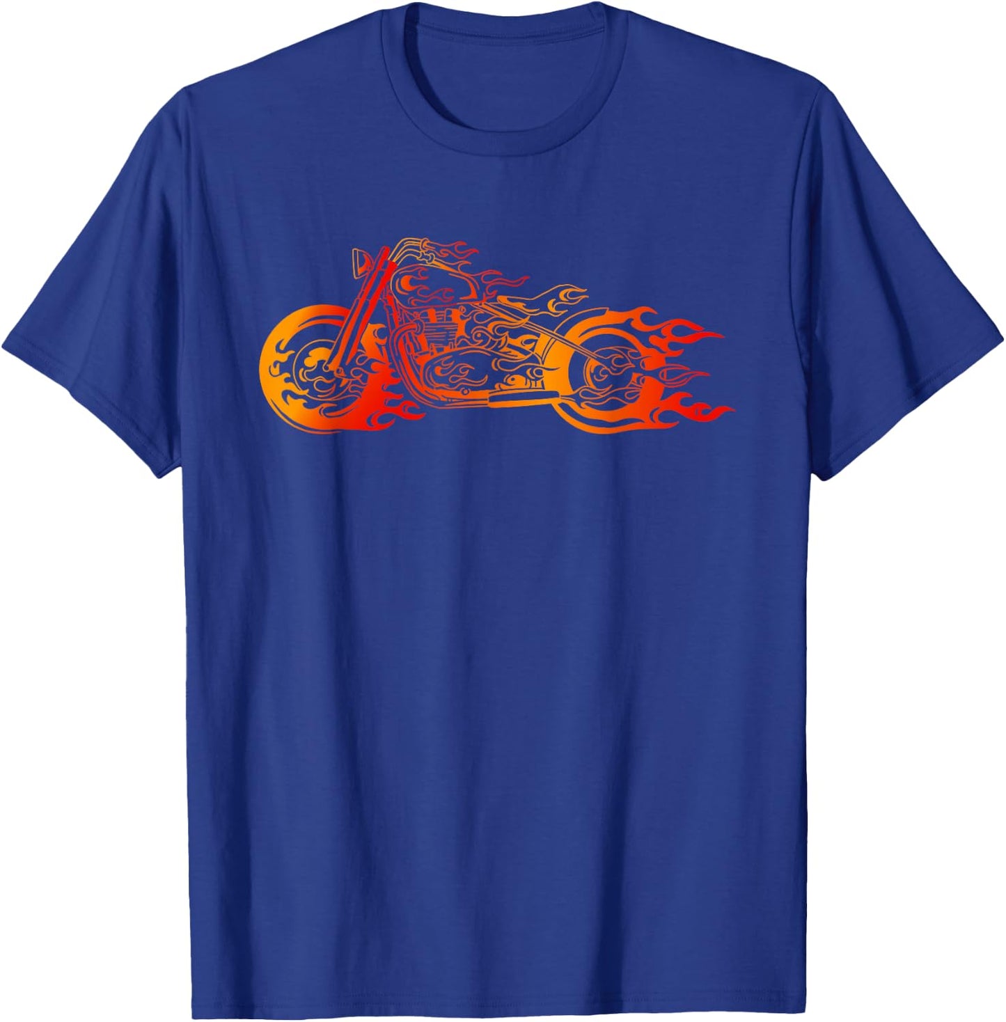 Bruning Fire Bobber - Motorcycle Chopper Biker Motorbike T-Shirt - T-Shirt | Royal