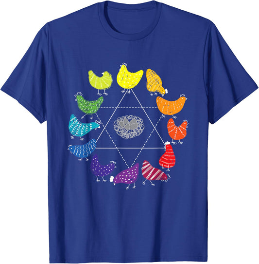 Chicken Themed Color Wheel Educational Art Teacher Artist Men Women Girls Kids T-Shirt - T-Shirt | Royal