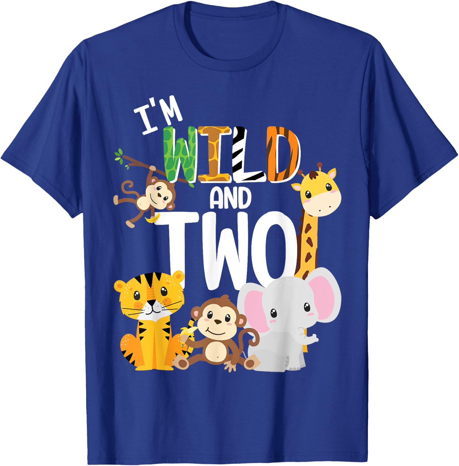 I'm Wild and Two Zoo Theme Birthday Safari Jungle Animals T-Shirt - T-Shirt | Royal