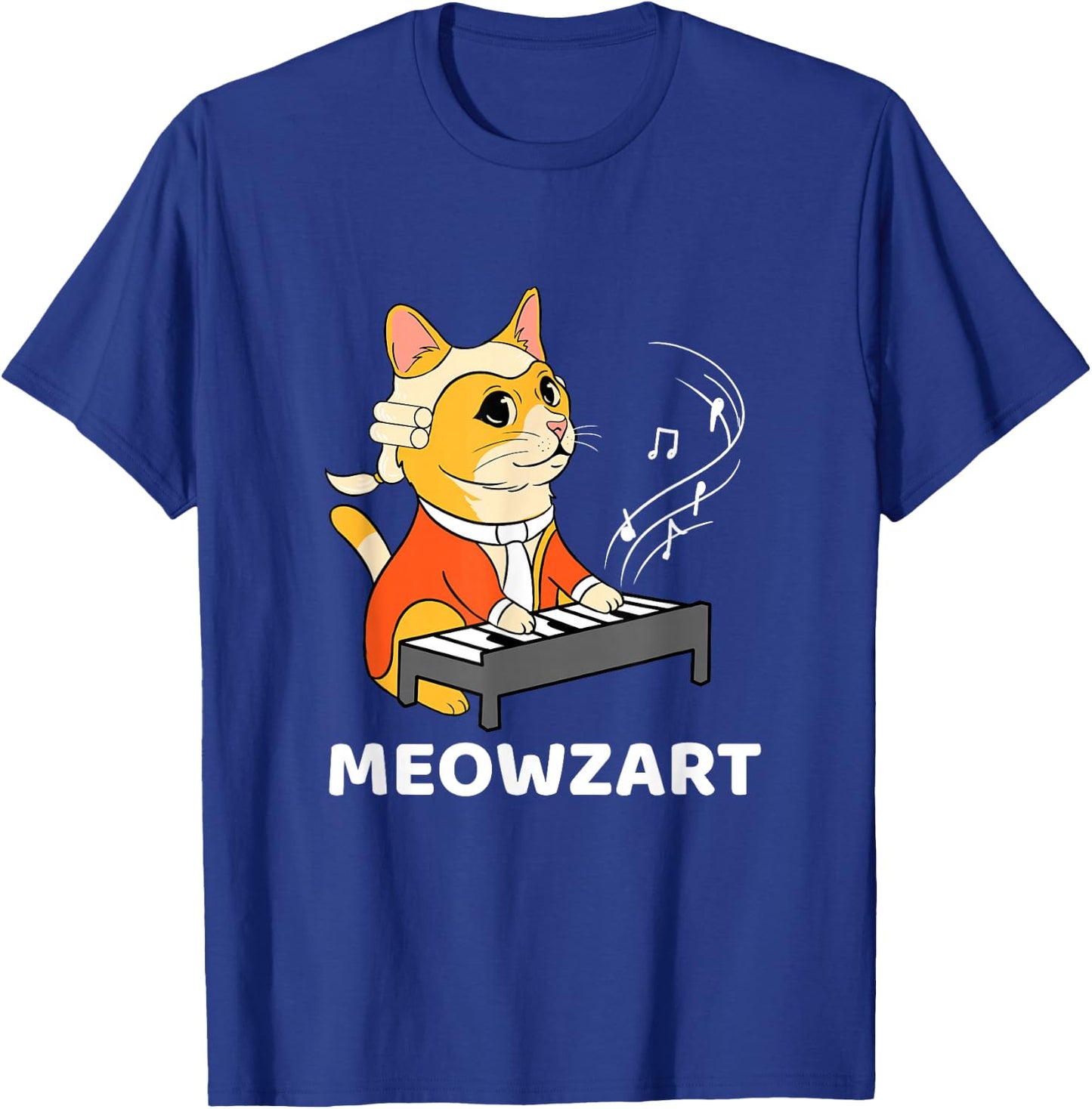 Meowzart Cat Playing Piano T-Shirt - T-Shirt | Royal