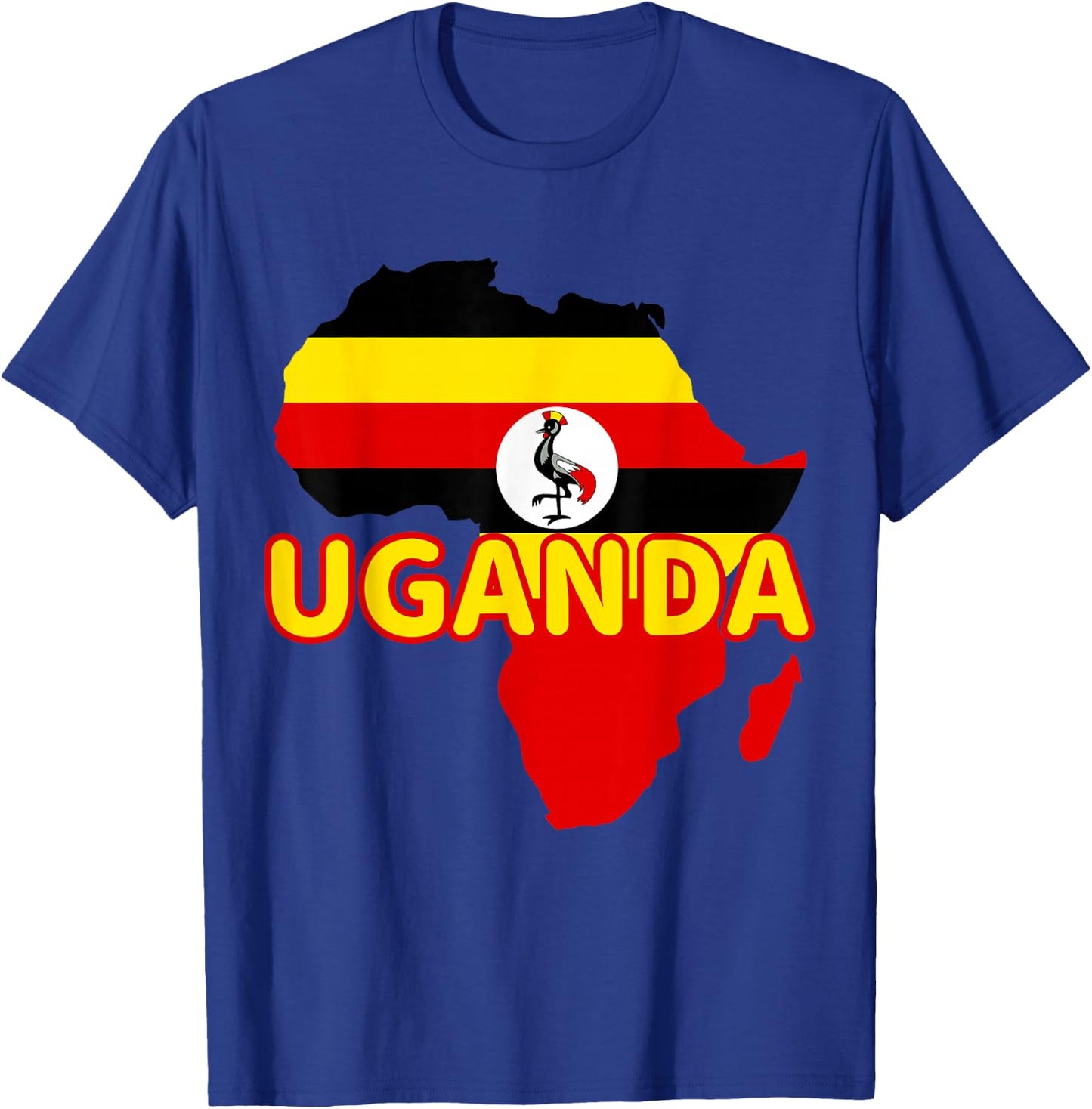 Uganda Ugandan Pride Flag Map Africa Print T-Shirt - T-Shirt | Royal