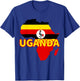 Uganda Ugandan Pride Flag Map Africa Print T-Shirt - T-Shirt | Royal