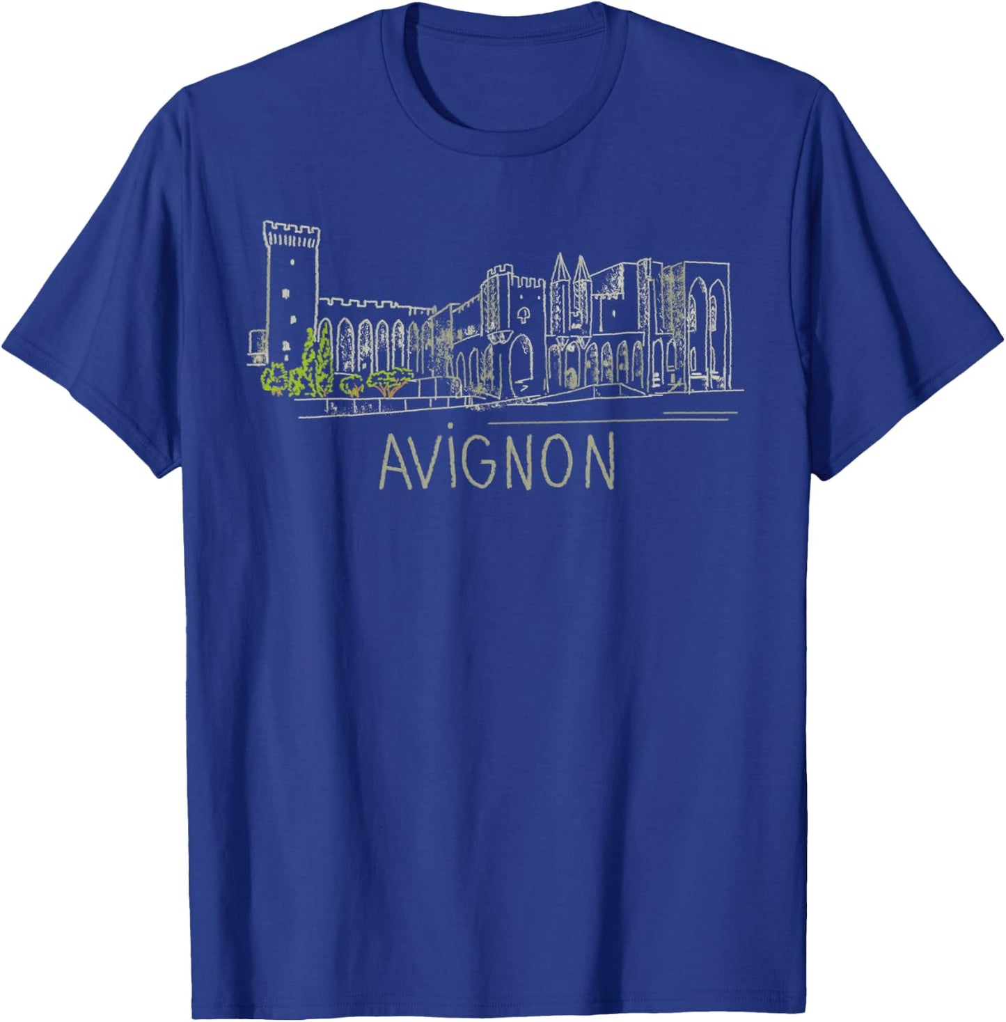 Avignon France Unique Hand Drawn Art Gift Men Women T-Shirt - T-Shirt | Royal