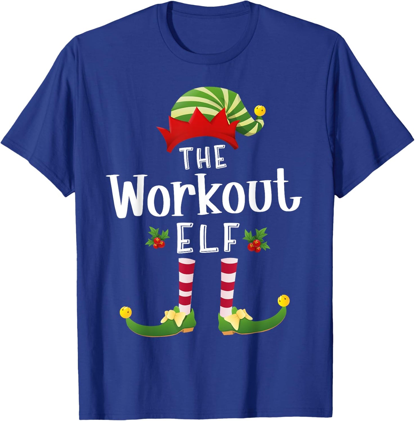 Workout Christmas Elf Matching Pajama X-Mas Party T-Shirt - T-Shirt | Royal