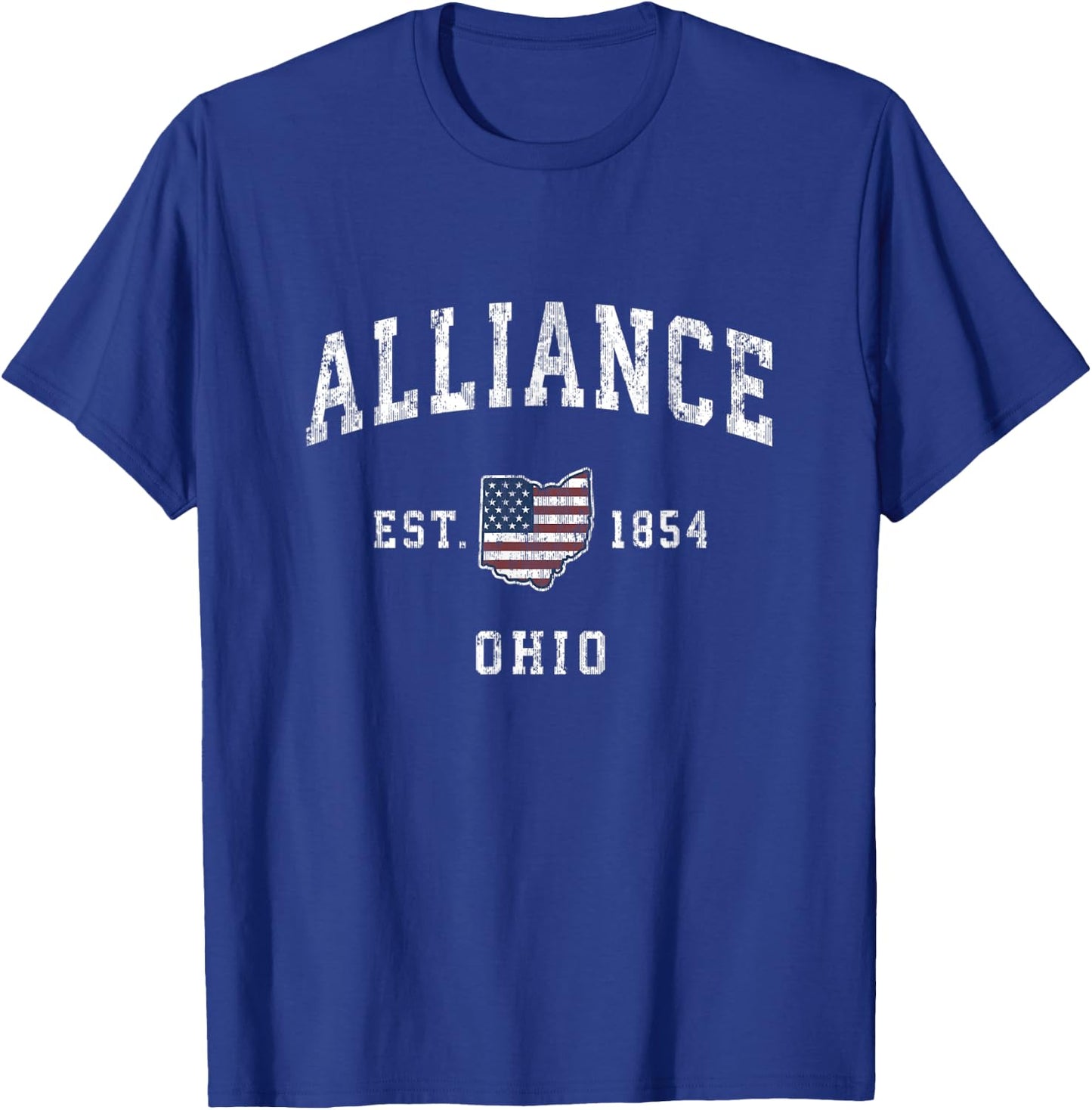 Alliance Ohio OH Vintage American Flag Sports Design Women Kids Men T-Shirt - T-Shirt | Royal