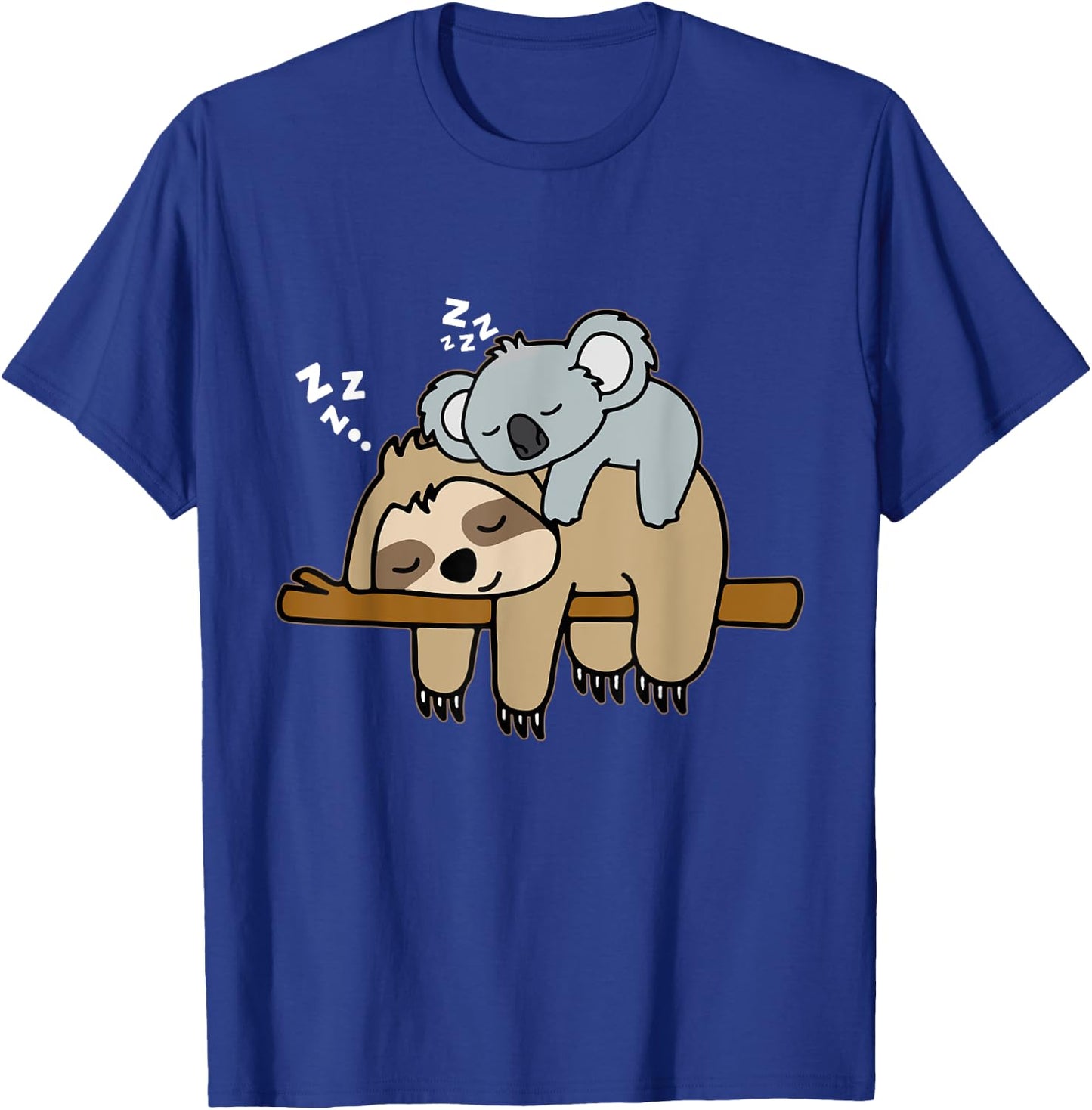 Funny Cute Lazy Sloth & Baby Koala Mama Bear Nap T-Shirt - T-Shirt | Royal