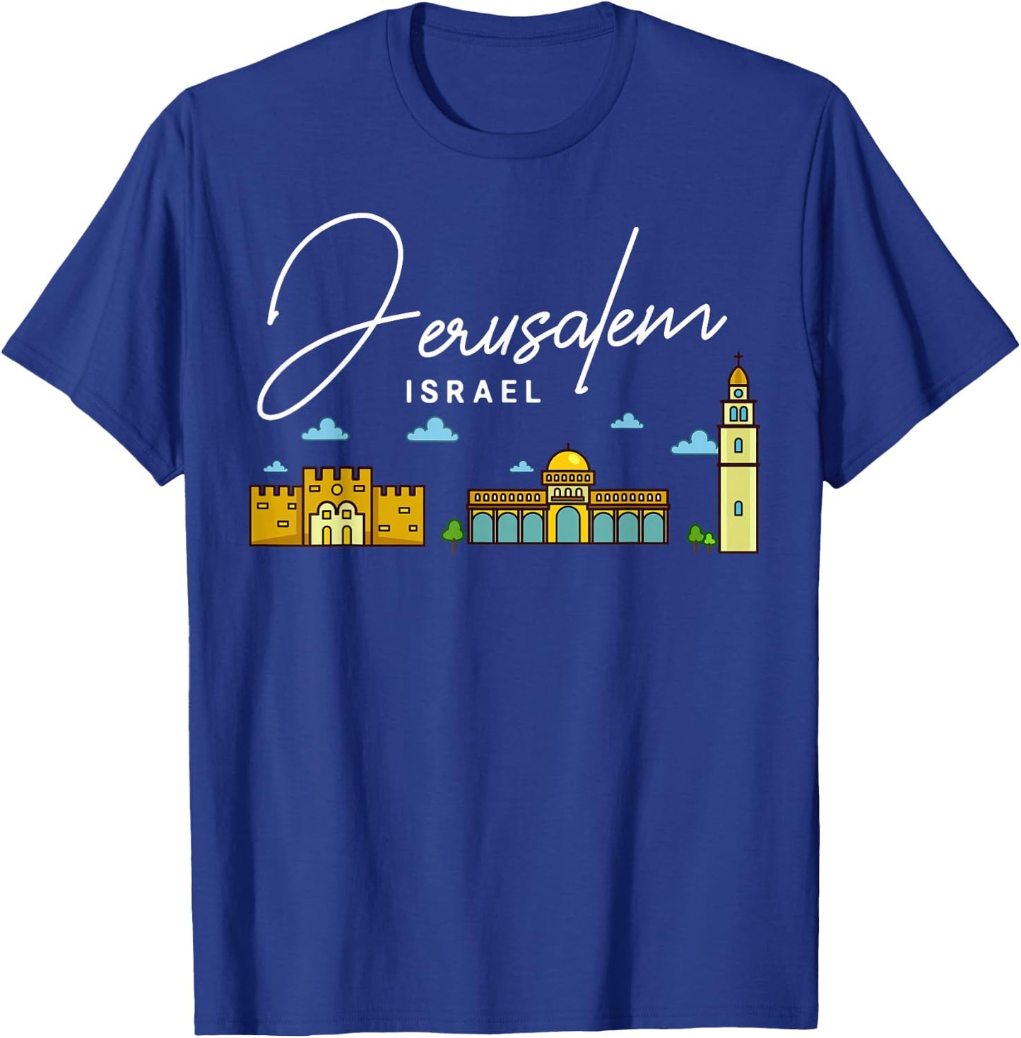 Jerusalem Israel City Skyline Map Travel T-Shirt - T-Shirt | Royal