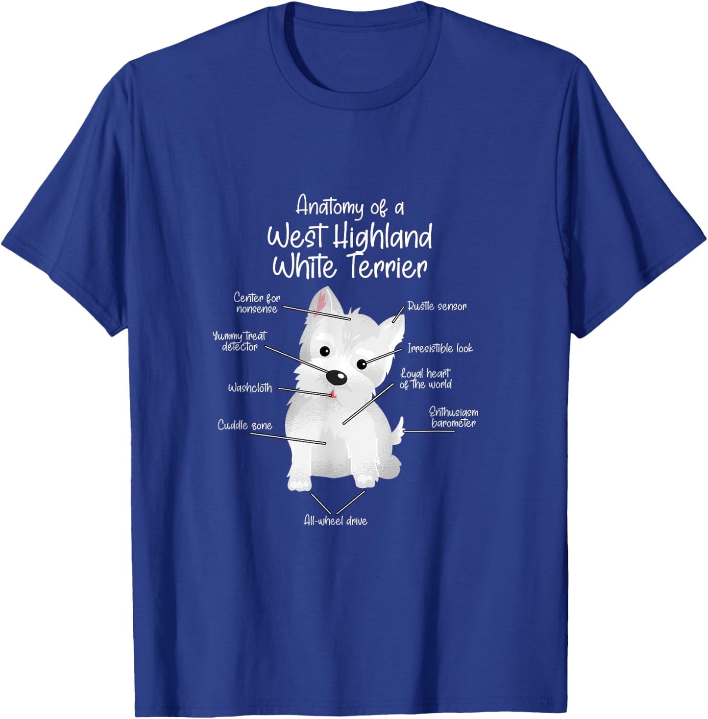 Anatomy of a West Highland White Terrier | Westie Dog dogs Men Women Girls Kids T-Shirt - T-Shirt | Royal