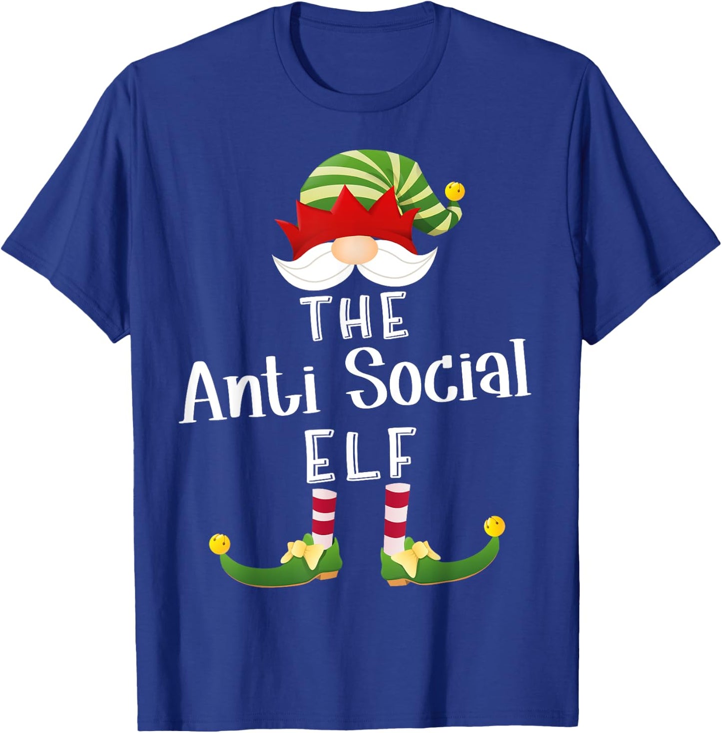 Anti Social Elf Group Christmas Funny Pajama Party T-Shirt - T-Shirt | Royal