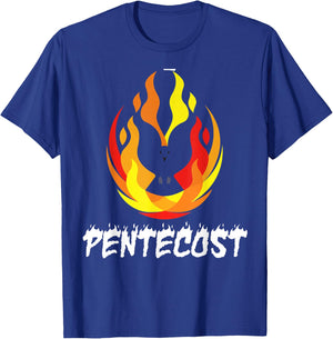 Pentecost Doves Tongues of Fire Flame Acts Holy Spirit T-Shirt - T-Shirt | Royal