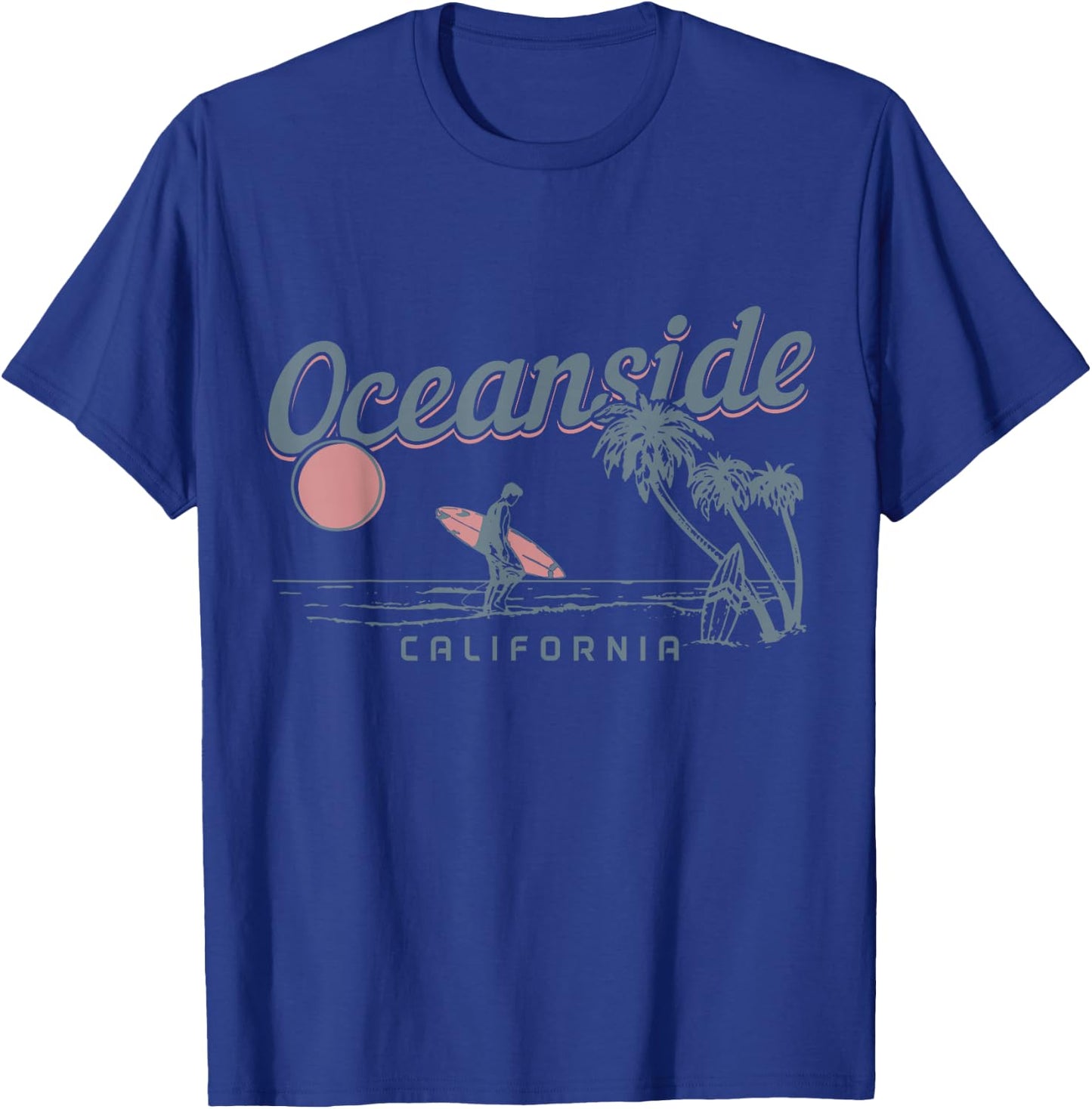 Oceanside California Surf Beach Vintage Souvenir Surfer T-Shirt - T-Shirt | Royal