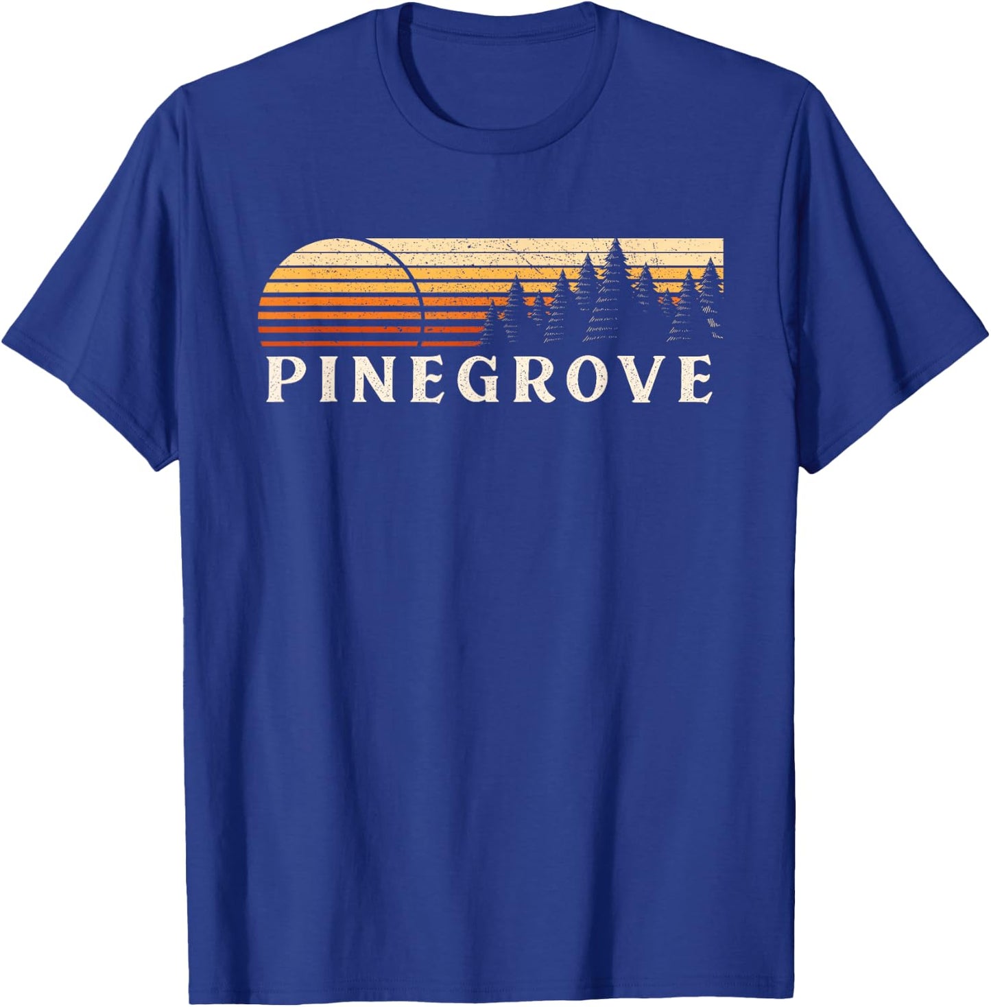 Pinegrove, OH Vintage Evergreen Sunset Eighties Retro T-Shirt - T-Shirt | Royal