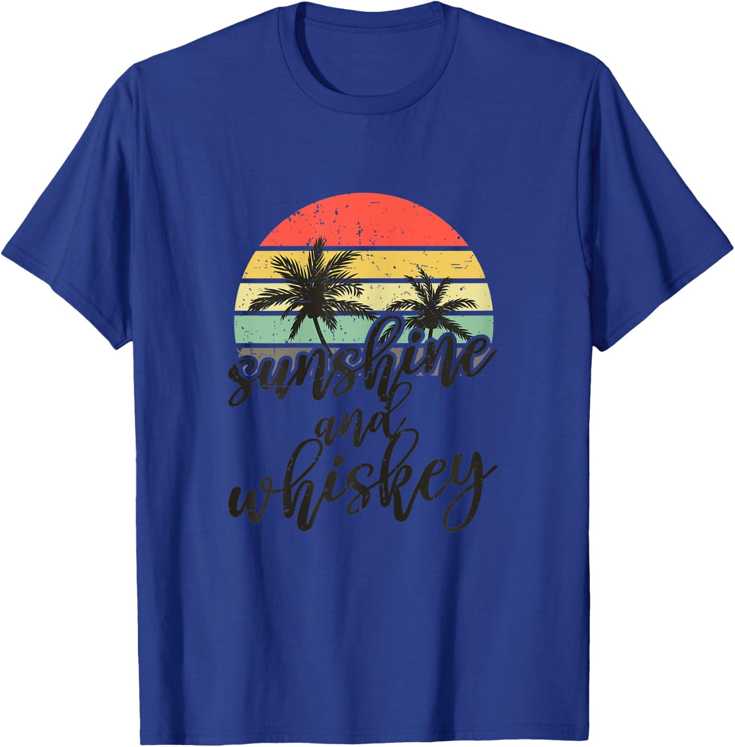 Sunshine And Whiskey Ladies Tropical Day Drinking T-Shirt - T-Shirt | Royal