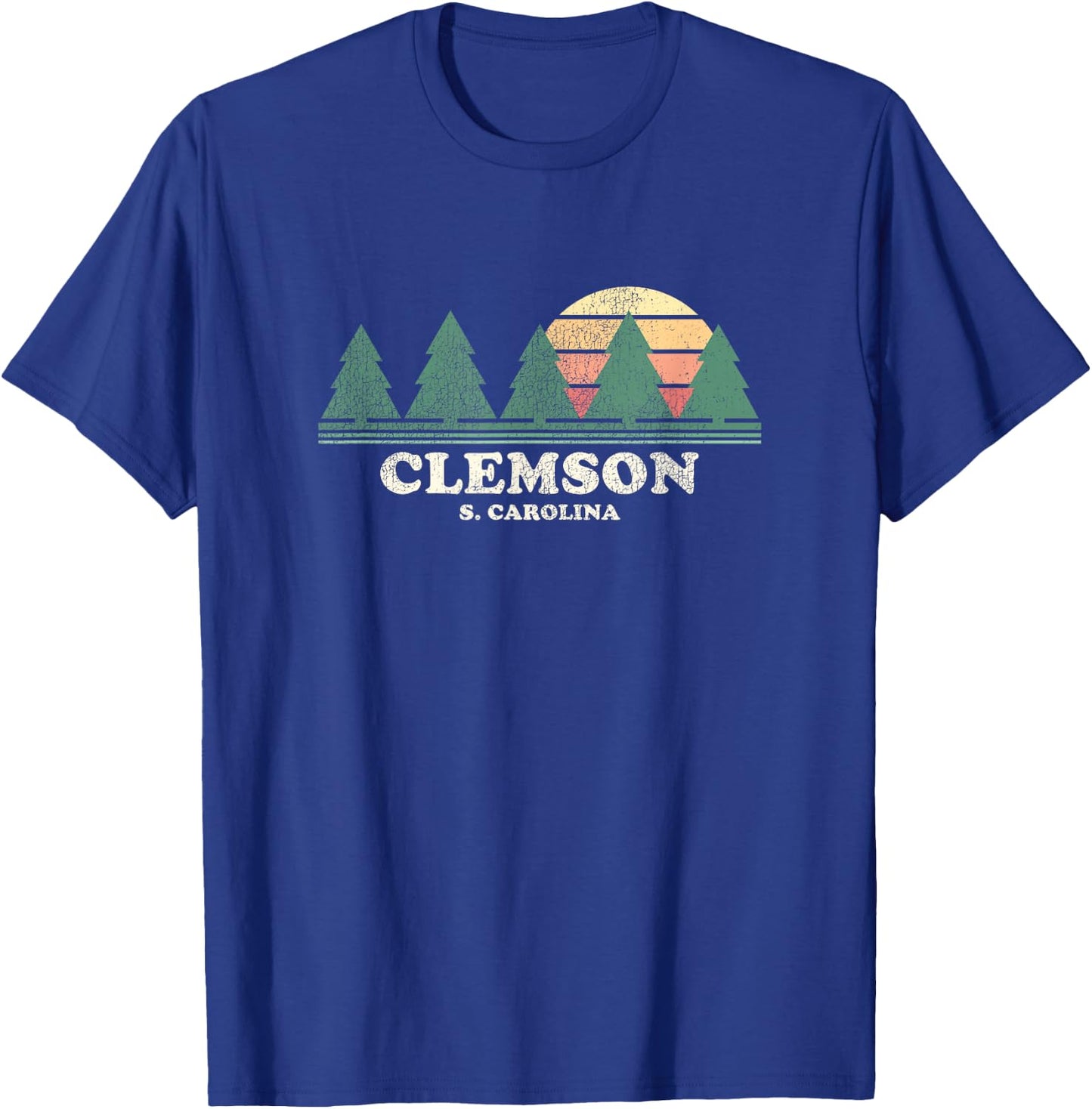 Clemson SC Vintage Throwback Retro 70s Design T-Shirt - T-Shirt | Royal