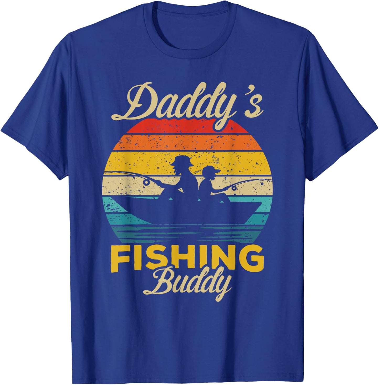 Daddy's Fishing Buddy funny retro dad son Gift fisherman T-Shirt - T-Shirt | Royal