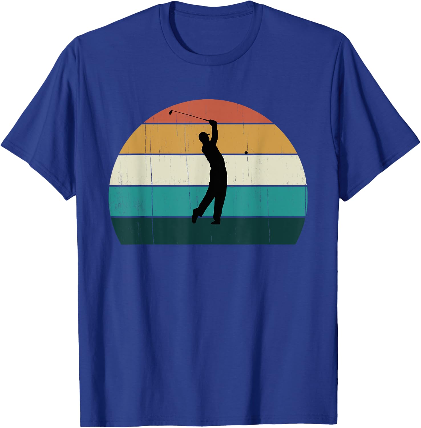 Retro Golfer Swing: Vintage Sunset Playing Golf / Lover Gift T-Shirt - T-Shirt | Royal