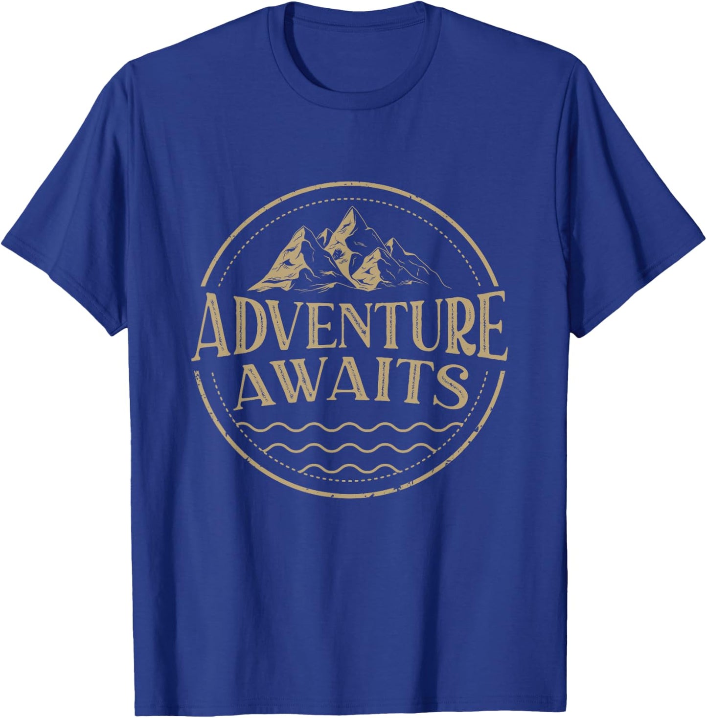 Adventure Awaits, Adventure, Camping, Mountain T-Shirt - T-Shirt | Royal