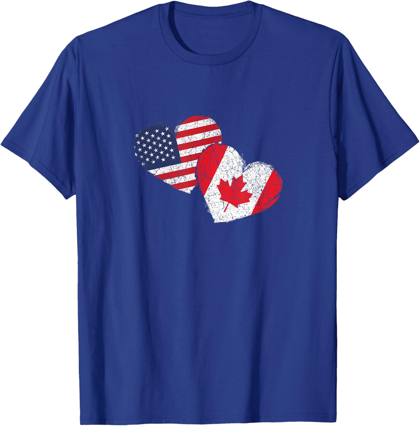 USA Canada Heart Country Flag American Canadian T-Shirt - T-Shirt | Royal