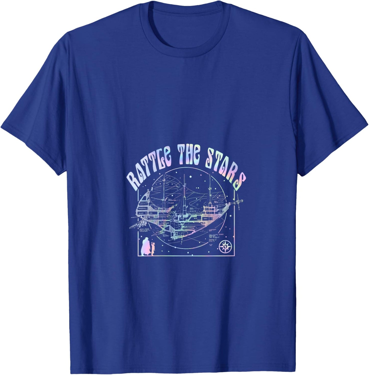 Disney Treasure Planet Vintage Rattle The Stars Rainbow Neon V-Neck T-Shirt - T-Shirt | Royal
