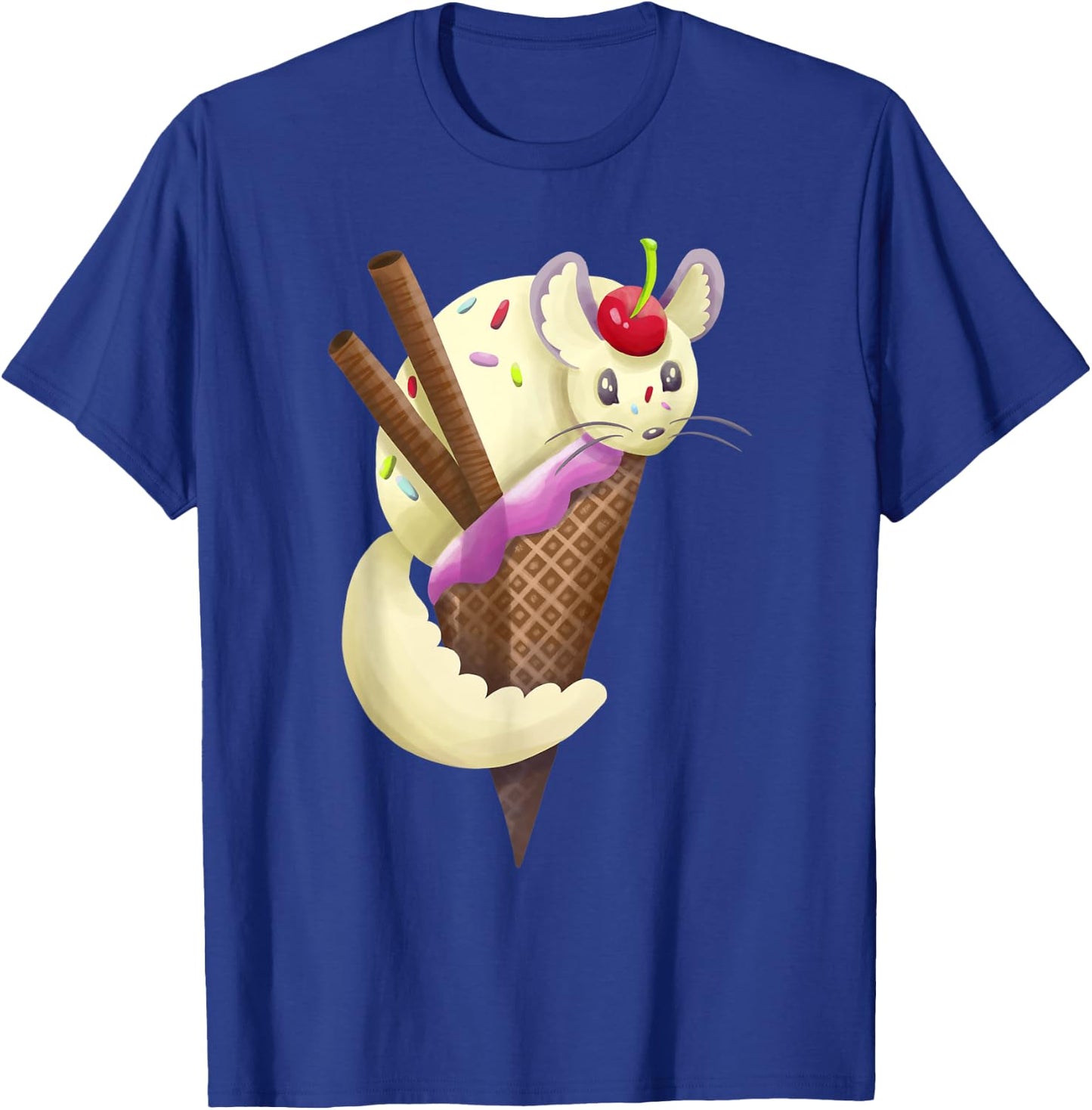 Punny Cute Vanilla Chinchilla Ice Cream Sundae T-Shirt - T-Shirt | Royal