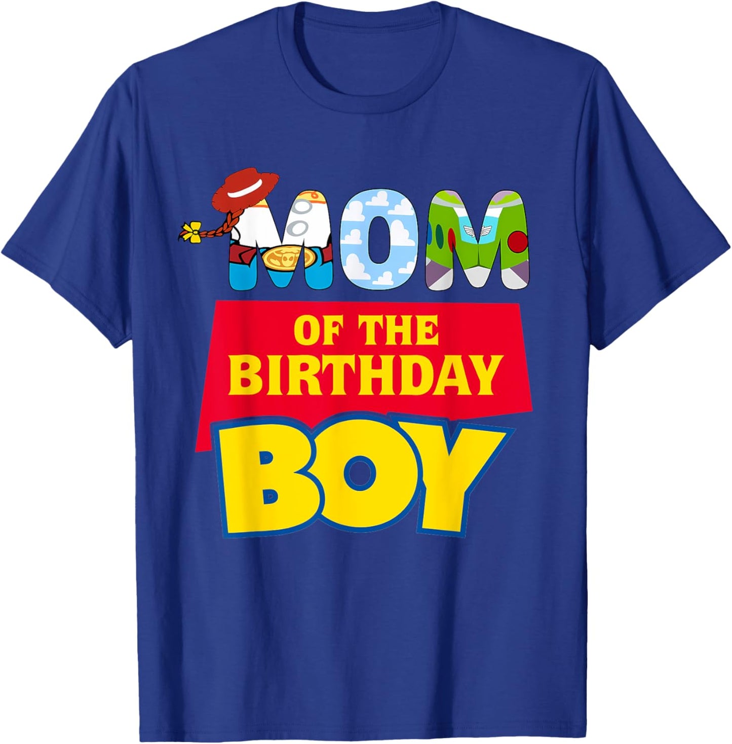 Mom Of The Birthday Boy Funny Story Family Matching Toy T-Shirt - T-Shirt | Royal