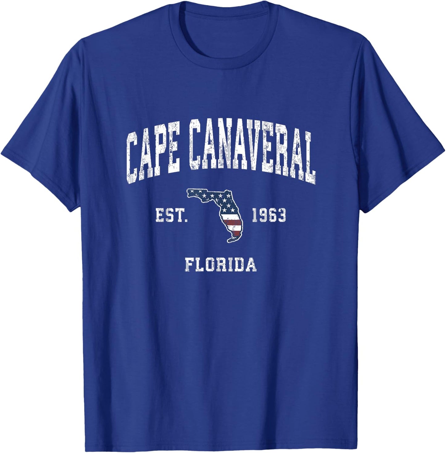 Cape Canaveral Florida FL Vintage American Flag Design Kids Men T-Shirt - T-Shirt | Royal