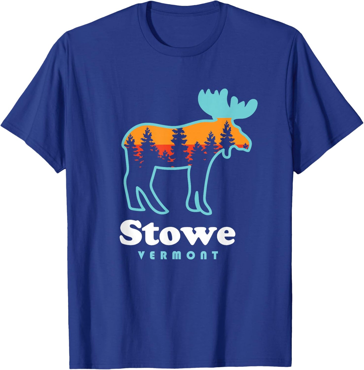Stowe Vermont Skiing Mountains Stowe VT Moose T-Shirt - T-Shirt | Royal