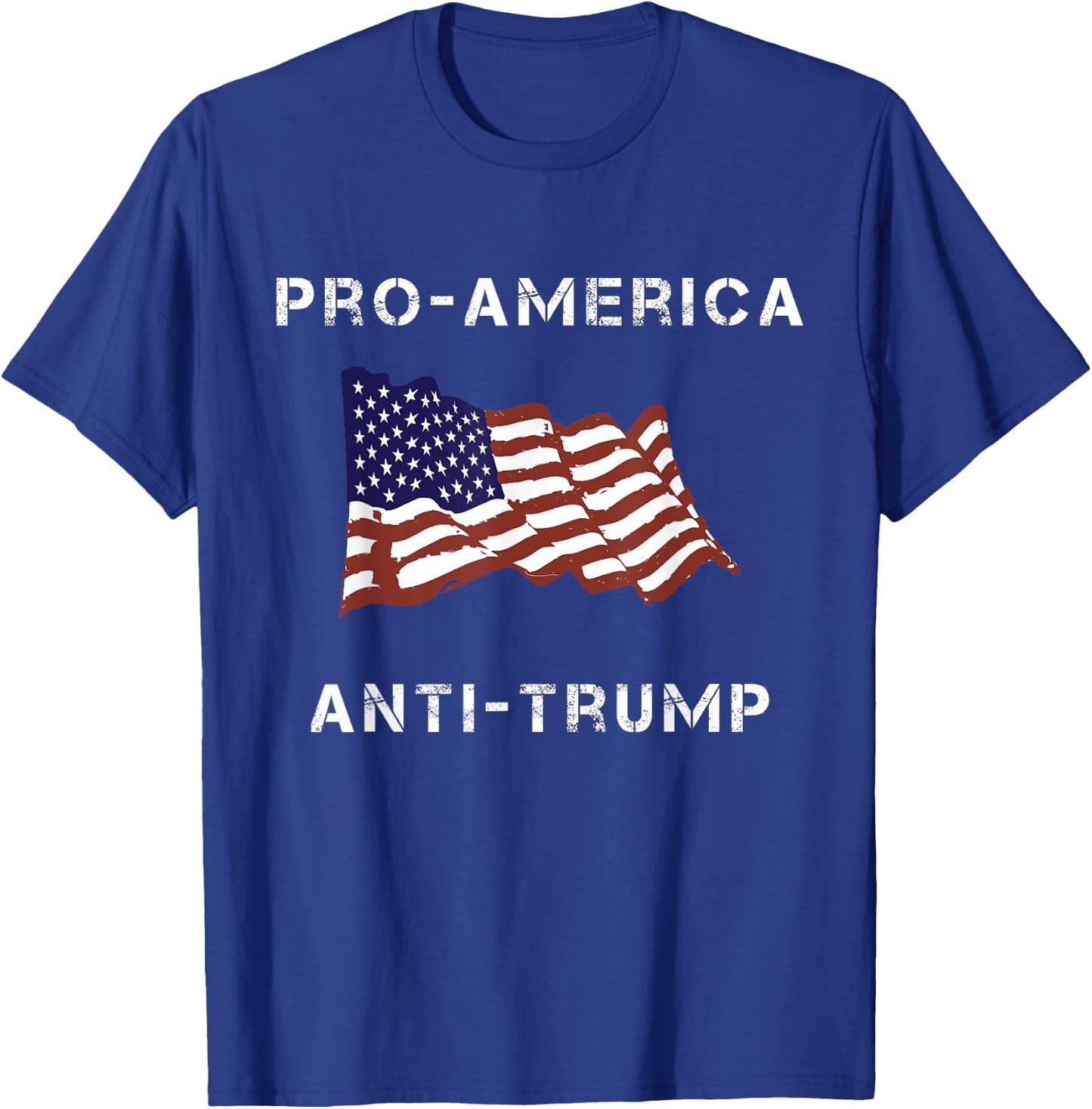 Pro-America Anti-Trump American USA Flag T-Shirt - T-Shirt | Royal