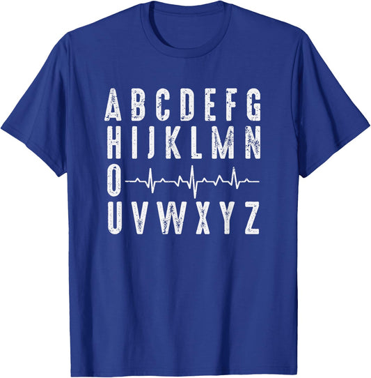 Nurse ABC's Funny PQRST ECG Heart Rhythm T-Shirt - T-Shirt | Royal