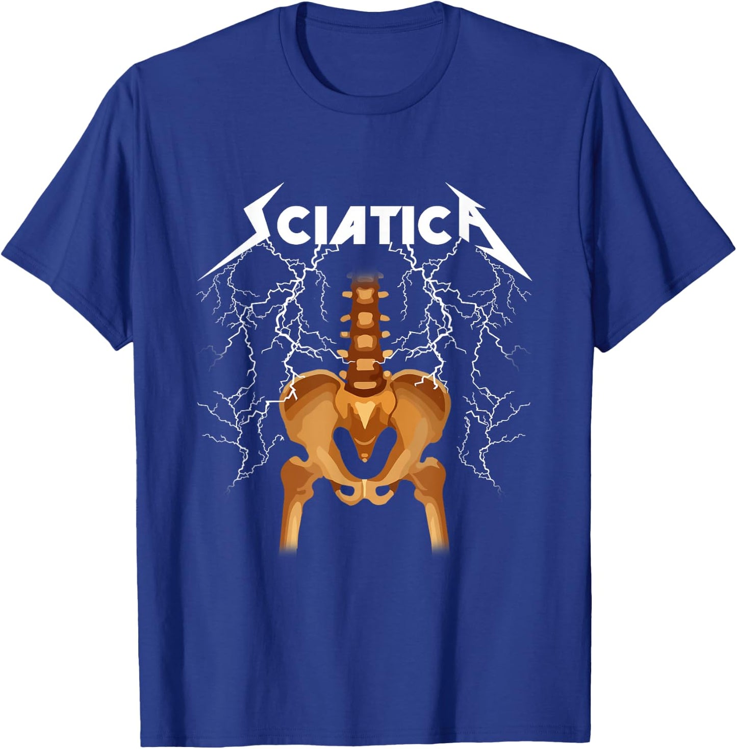 Sciatica Skeleton Nerve Rock Humour T-Shirt - T-Shirt | Royal