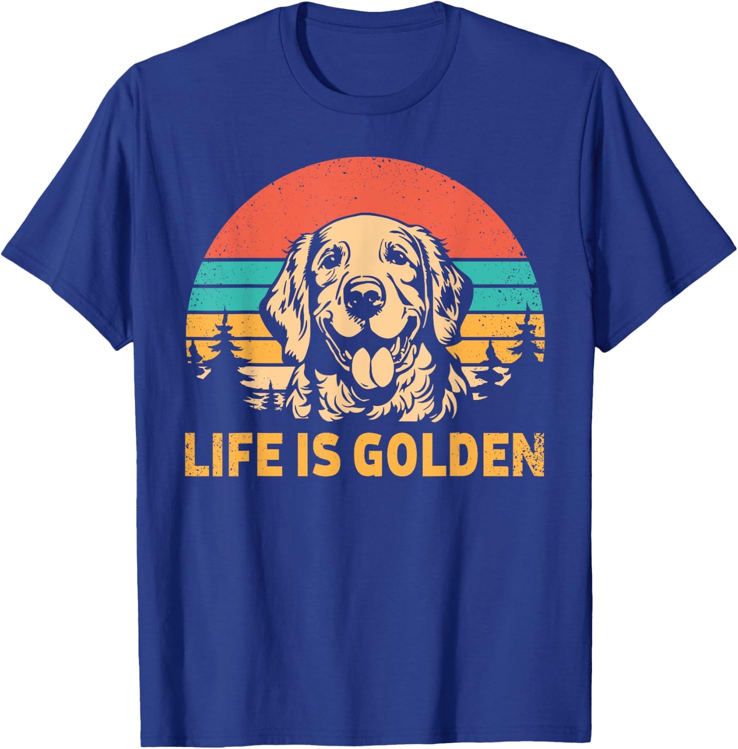 Golden Retriever Dog Retro Vintage Life Is Golden Women Girls Kids T-Shirt - T-Shirt | Royal