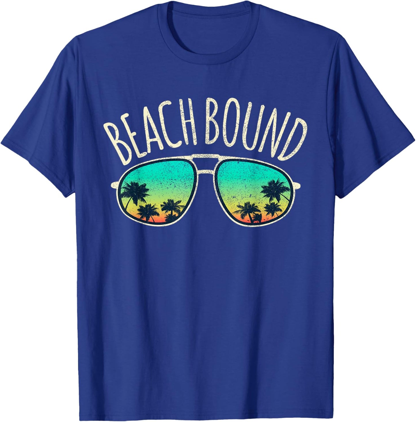Beach Bound Retro Surf Vintage Sunglasses Distressed Gift Women Kids T-Shirt - T-Shirt | Royal