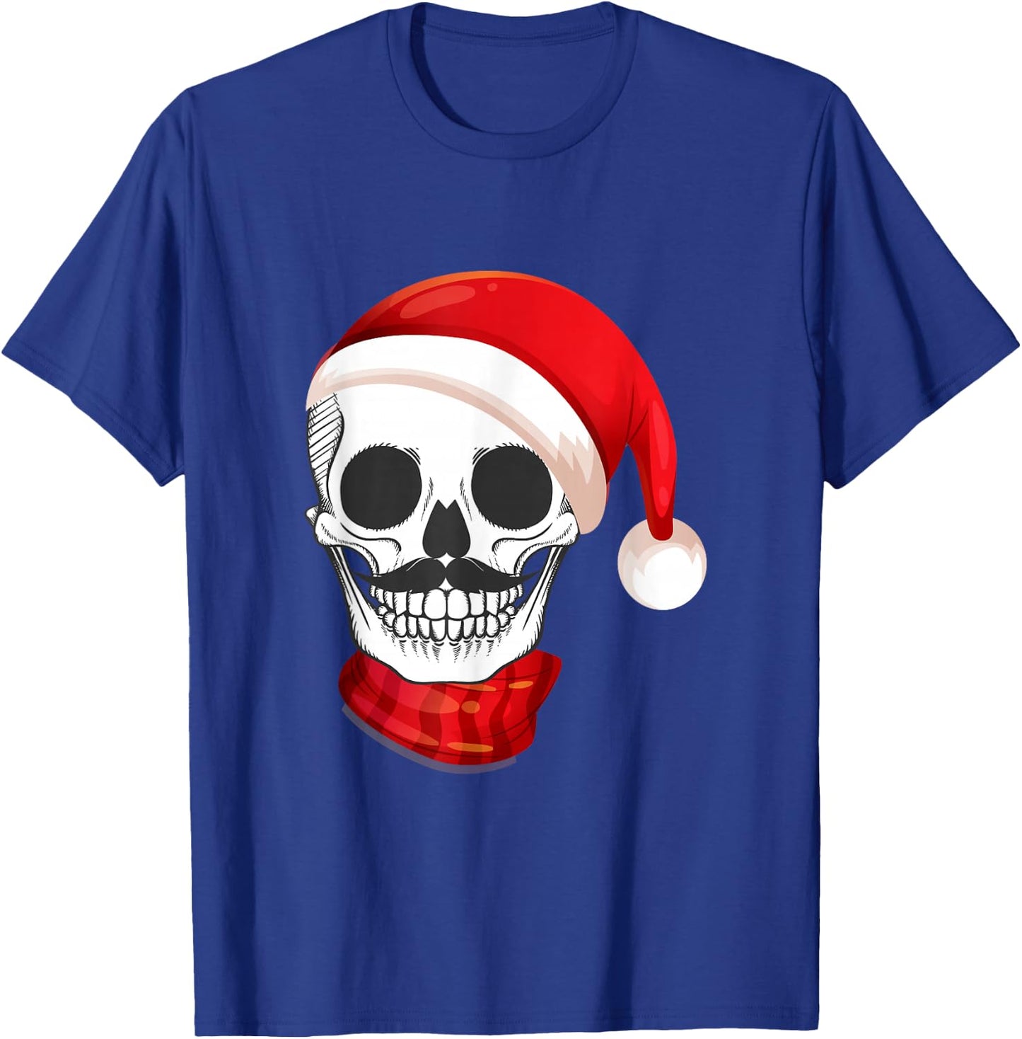 Santa Hat Funny Skull Calavera Navidad Christmas Season T-Shirt - T-Shirt | Royal