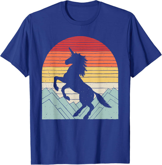 Catch Some Rays Vintage Retro Unicorn Silhouette - Black, -Adults, Small, Classic Fit, Short Sleeve T-Shirt - T-Shirt | Royal