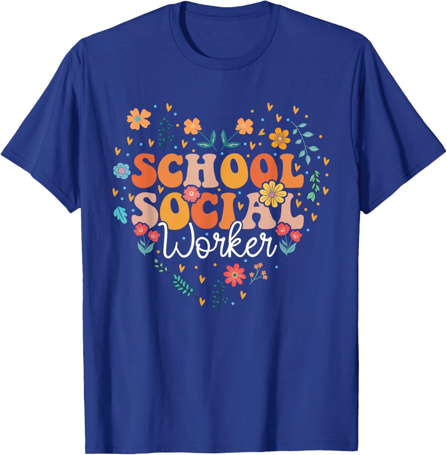 School Social Worker groovy retro Funny Social Work T-Shirt - T-Shirt | Royal