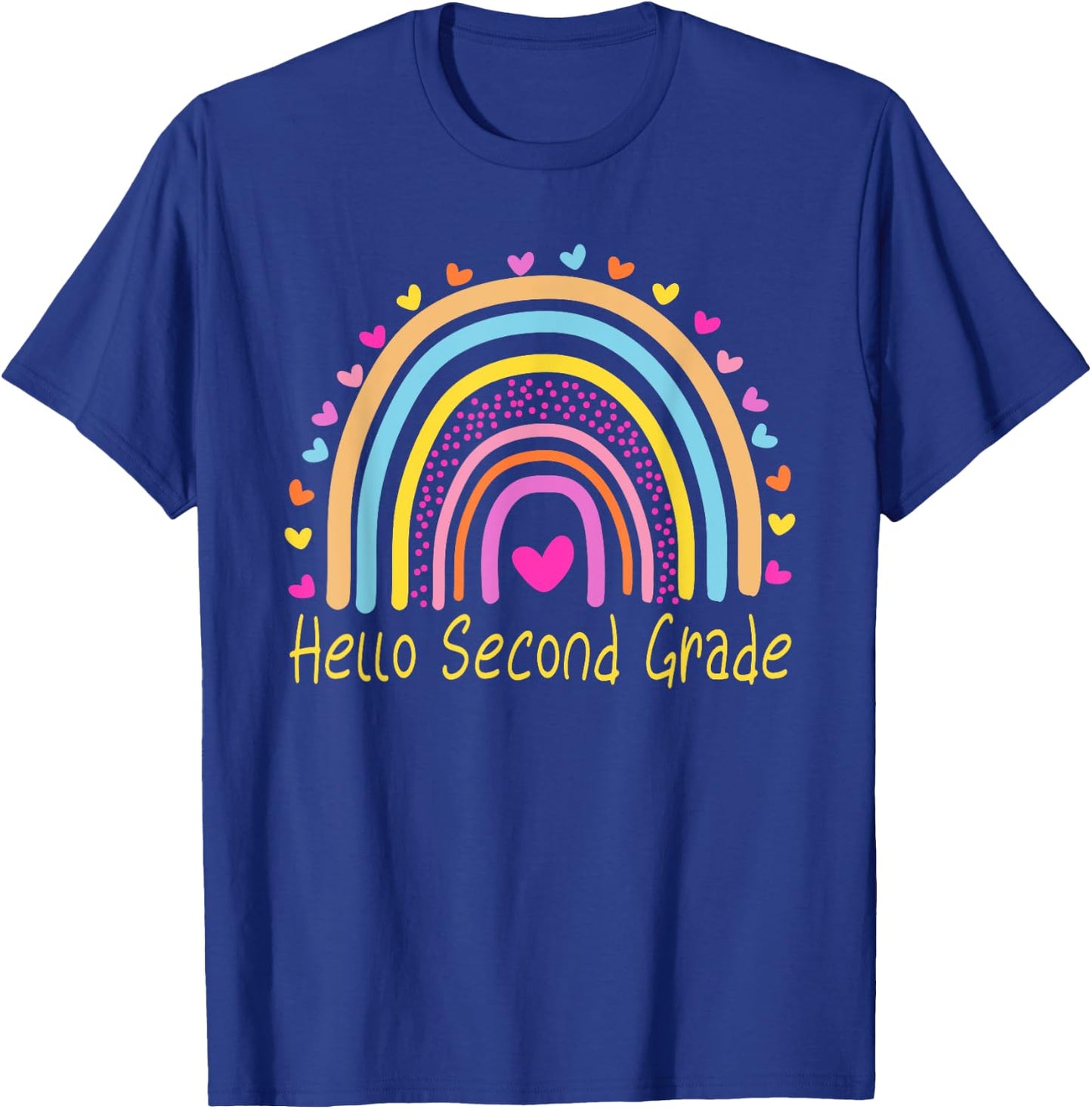 Hello Second Grade Teacher Rainbow T-Shirt - T-Shirt | Royal